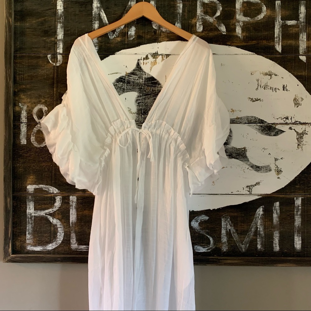 New Bohemian Long White Gauze Maxi Summer Dress - Picture 11 of 16